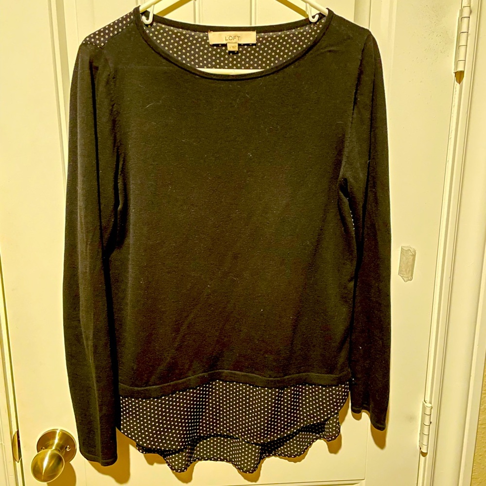 Loft black sweater with polka dot details